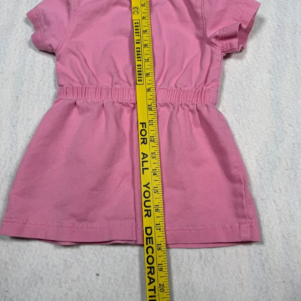Old Navy Pink Twill Button Front Short Sleeve Dress 18-24 Months